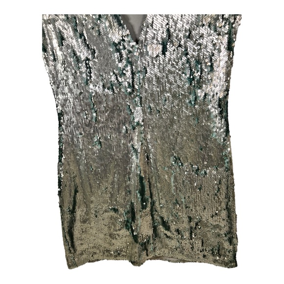 Zara Shimmering Green Sequin Mini Dress - Picture 9 of 15
